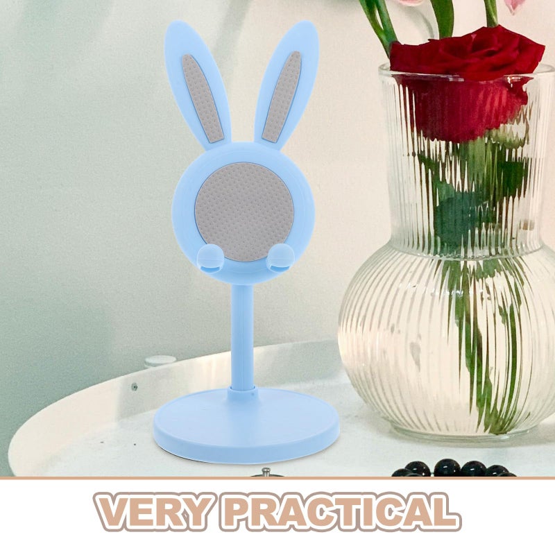 Adjustable Blue Bunny Phone Stand For Desk Tablet Video Watching Holder - Image 4