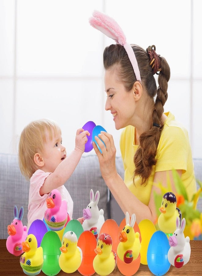 Holydeck 20 Pcs Prefilled Easter Eggs with Rubber Ducks Bright Colorful Easter Eggs Prefilled with Variety Bunny Duckies for Kids Easter Basket Stuffers and Party Favors - Image 4