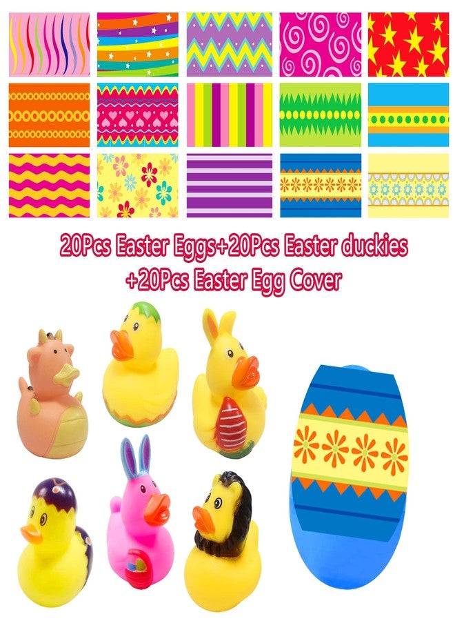 Holydeck 20 Pcs Prefilled Easter Eggs with Rubber Ducks Bright Colorful Easter Eggs Prefilled with Variety Bunny Duckies for Kids Easter Basket Stuffers and Party Favors - Image 2