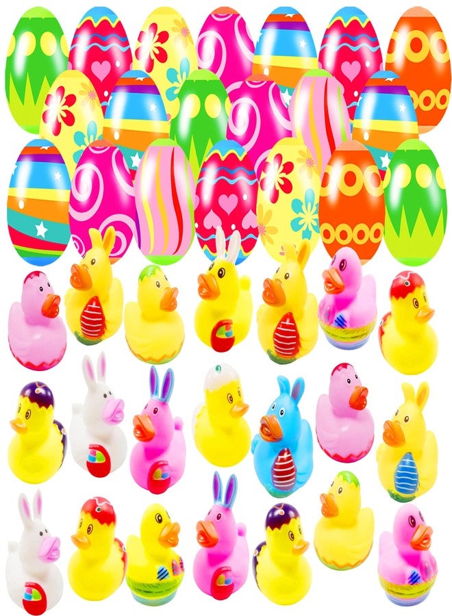 Holydeck 20 Pcs Prefilled Easter Eggs with Rubber Ducks Bright Colorful Easter Eggs Prefilled with Variety Bunny Duckies for Kids Easter Basket Stuffers and Party Favors - Image 1