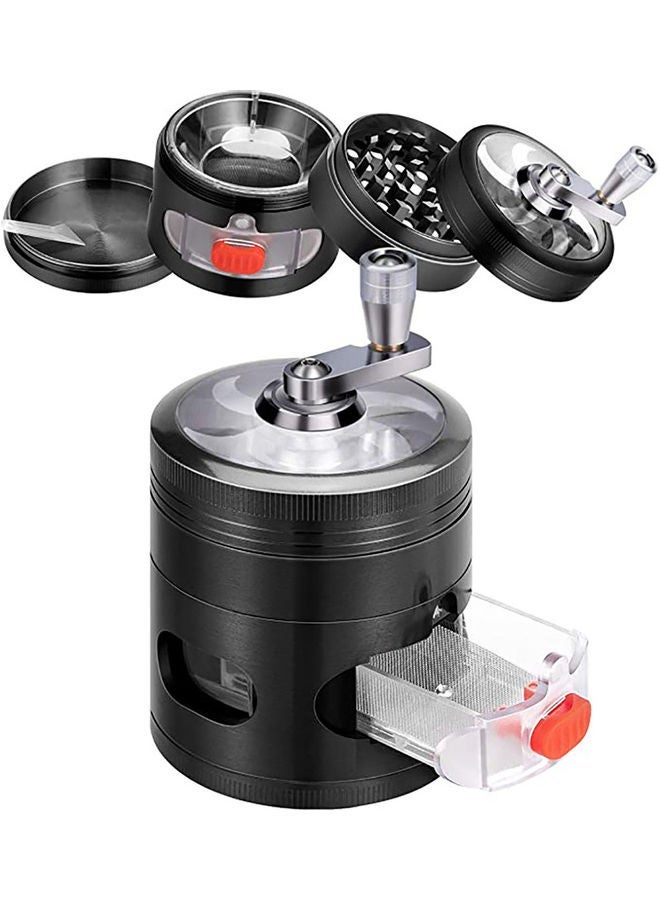 NIBEMINENT Portable Metal Herb Manual Handle Grinder Black/Silver 10.15 x 6.9 6.7cm - Image 2