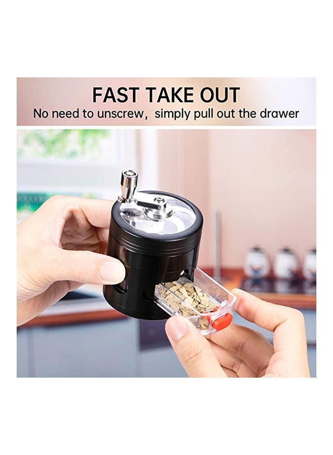 NIBEMINENT Portable Metal Herb Manual Handle Grinder Black/Silver 10.15 x 6.9 6.7cm - Image 4