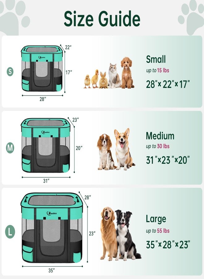 Siedihit Dog Playpen,Cat Pet Puppy Pen,Portable Playpens for Dogs Indoor Outdoor Travel Camping Use,Foldable Dog Kennel Tent Crate for Rabbit Small Animals with Carrying Case (Green, Small) - Image 2