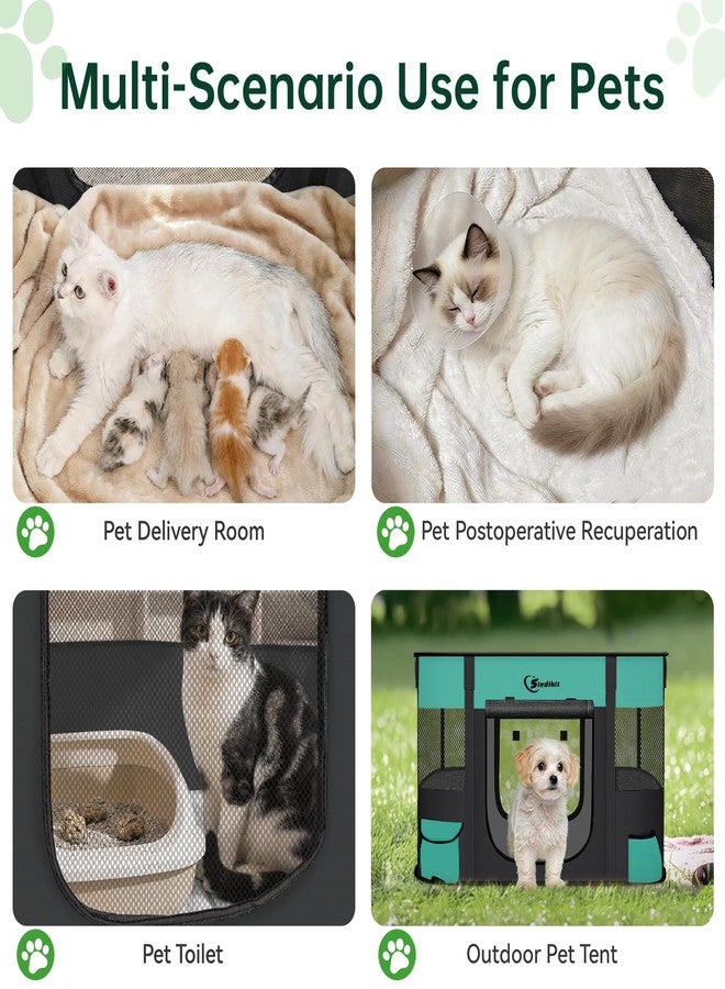 Siedihit Dog Playpen,Cat Pet Puppy Pen,Portable Playpens for Dogs Indoor Outdoor Travel Camping Use,Foldable Dog Kennel Tent Crate for Rabbit Small Animals with Carrying Case (Green, Small) - Image 3