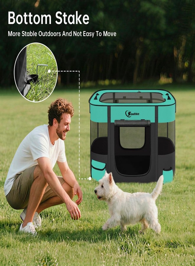 Siedihit Dog Playpen,Cat Pet Puppy Pen,Portable Playpens for Dogs Indoor Outdoor Travel Camping Use,Foldable Dog Kennel Tent Crate for Rabbit Small Animals with Carrying Case (Green, Small) - Image 4