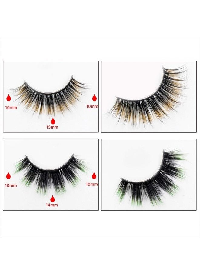 DAODER False Eyelashes Hybrid Colored Lashes Wispy Fake Lashes Natural Look Faux Mink Lashes 15mm Long Cosplay Costume Eye Lashes Multipack 7 Pairs  - Image 3