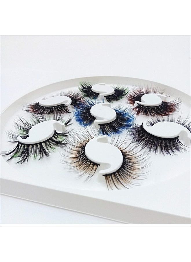 DAODER False Eyelashes Hybrid Colored Lashes Wispy Fake Lashes Natural Look Faux Mink Lashes 15mm Long Cosplay Costume Eye Lashes Multipack 7 Pairs  - Image 2