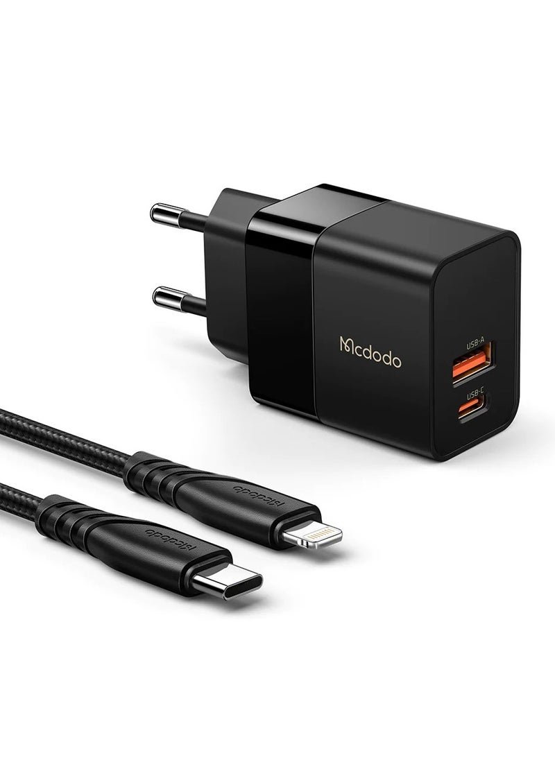 Mcdodo - Charger Hydrogen Series 20W + Cable Greased Lightning Series PD Type-c to Lightning 1.2m - Image 1