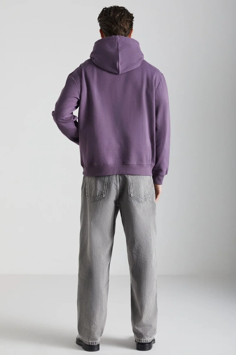 جريميلانج Yokohama Men's Polar Fleece Soft Regular Kangaroo Pocket Hooded Purple Sweatshirt
