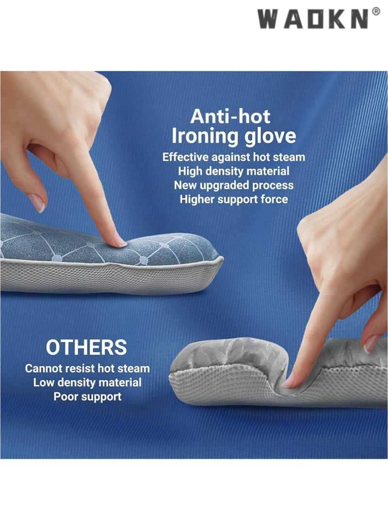 WAOKN Garment Steamer Ironing Glove, Waterproof Anti Steam Mitt with Finger Loop, Complete Care Protective Garment Steaming Mitt, Heat Resistant Gloves for Clothes Steamers (Large) (Blue) - Image 3