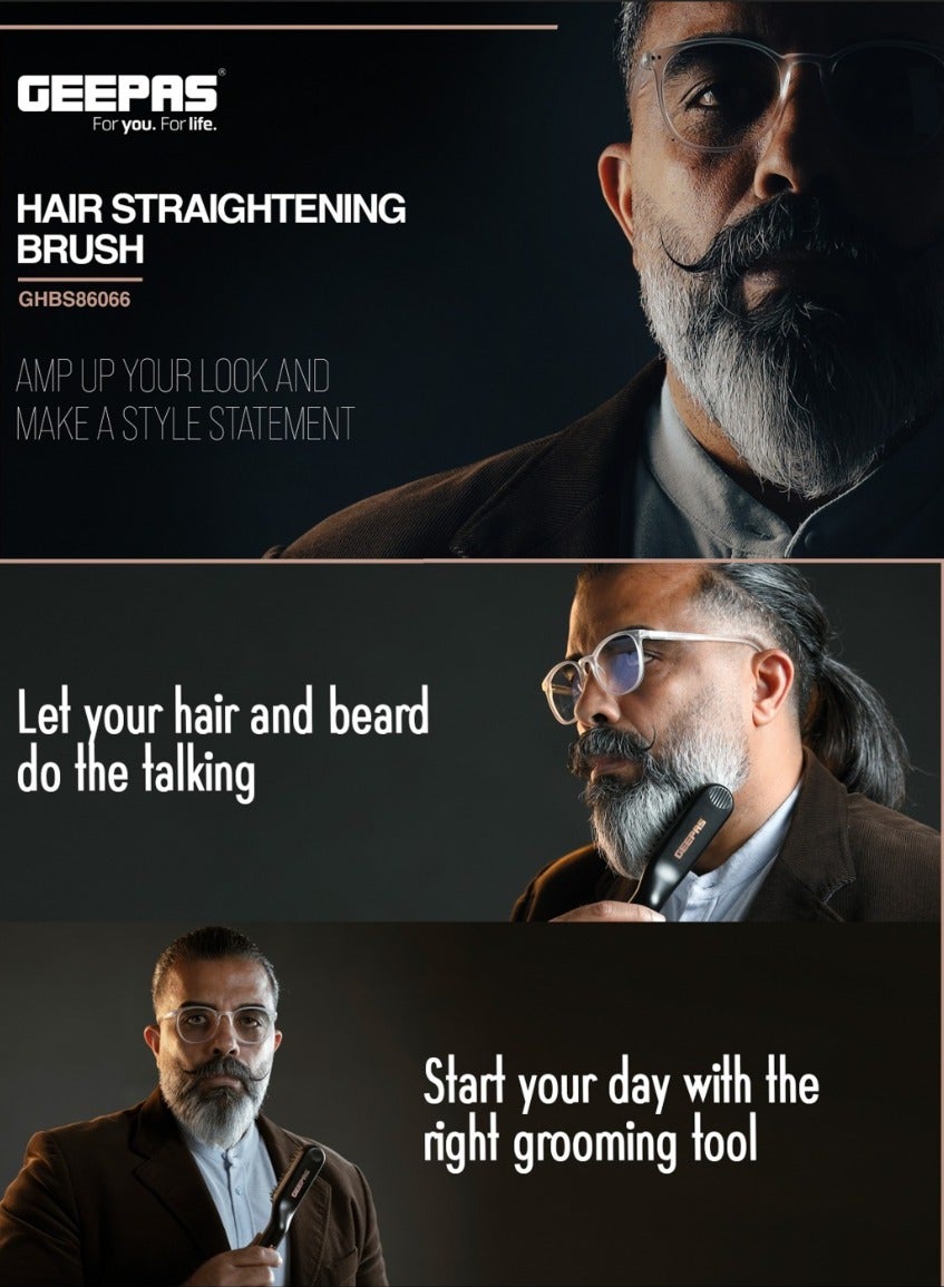 Geepas Ghbs86066 Hair & Beard Straightening Brush