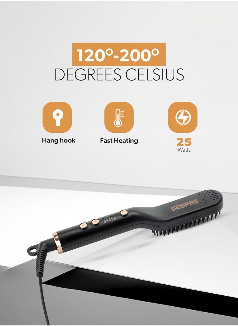 GEEPAS - Hair and Beard Straightening Brush- GHBS86066 Smooth and Comb-Like Design for Beard & Hair, Perfect For Salon And At Home Styling - Image 1