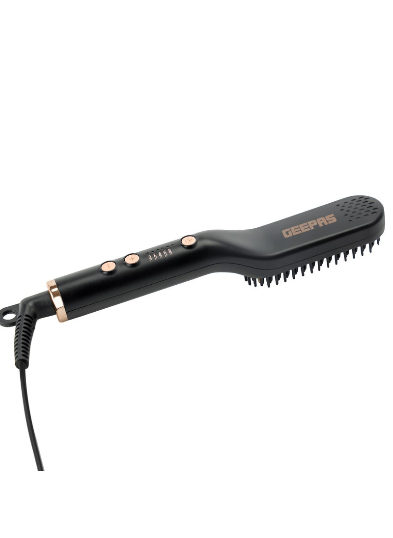 GEEPAS - Hair and Beard Straightening Brush- GHBS86066 Smooth and Comb-Like Design for Beard & Hair, Perfect For Salon And At Home Styling - Image 1