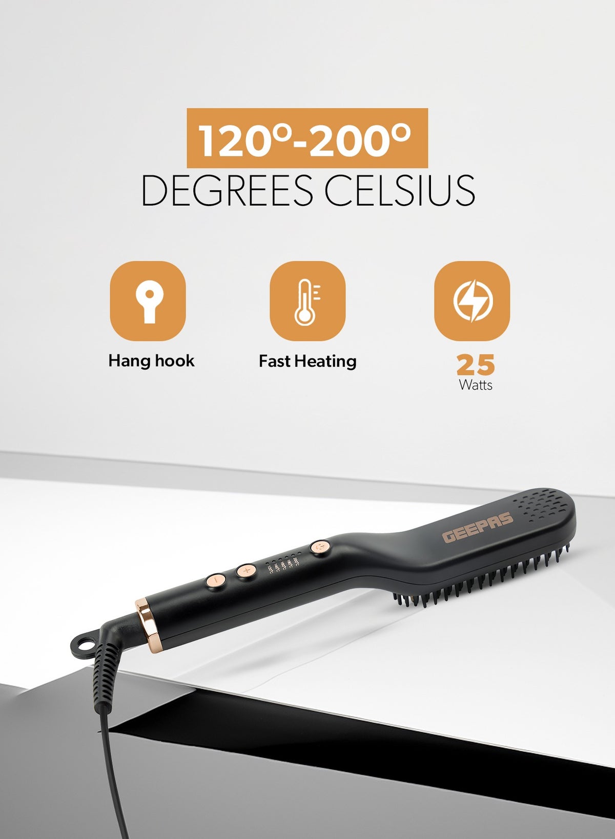 Geepas Ghbs86066 Hair & Beard Straightening Brush