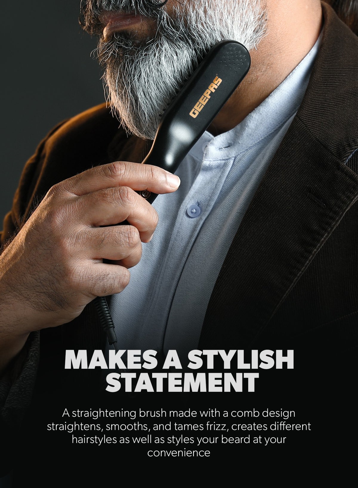 Geepas Ghbs86066 Hair & Beard Straightening Brush