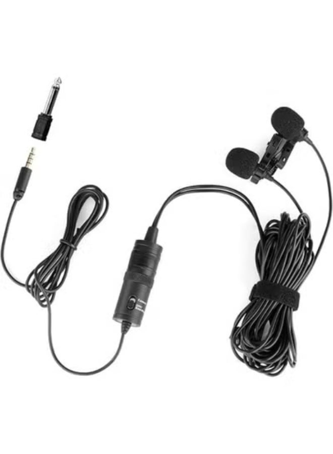 Universal Dual-Head Lavalier Microphone - Clip-on Lapel Mic with 1/8" Adapter - High-Quality Audio for iPhone, DSLR Camera, PC & YouTube Video - Image 2