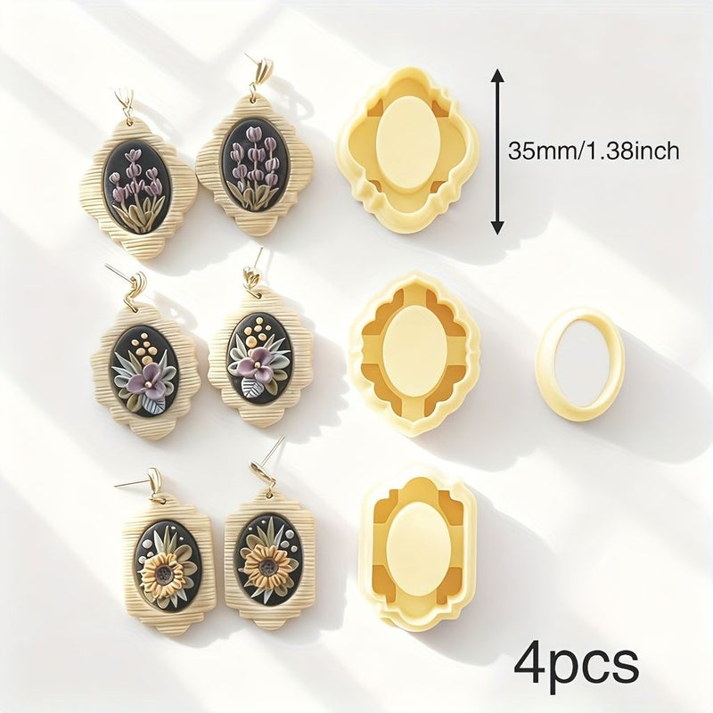 Polymer Clay Earring Cutter Set 9pcs Plastic Jewelry Making Molds For Earrings Brooches Mud Sculptures Crafting Tools - Image 4