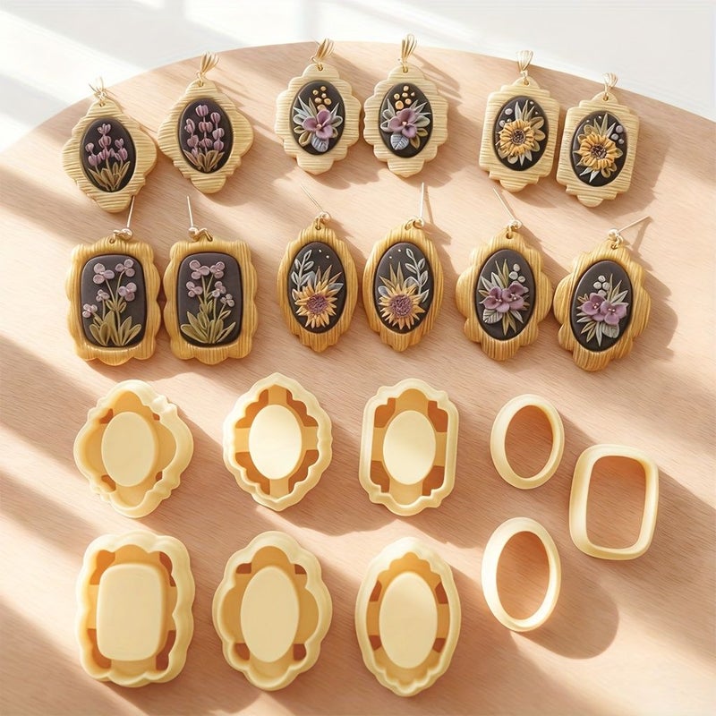Polymer Clay Earring Cutter Set 9pcs Plastic Jewelry Making Molds For Earrings Brooches Mud Sculptures Crafting Tools - Image 3