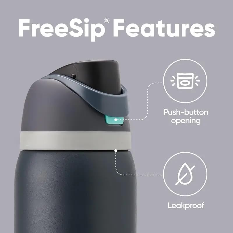 NowExp NowExp Premium FreeSip 2in1 LeakProof Insulated Stainless Steel Water Bottle with Secure Carry Handle Versatile for School Office Gym Home Outdoor Use 900ml Black  - Image 5