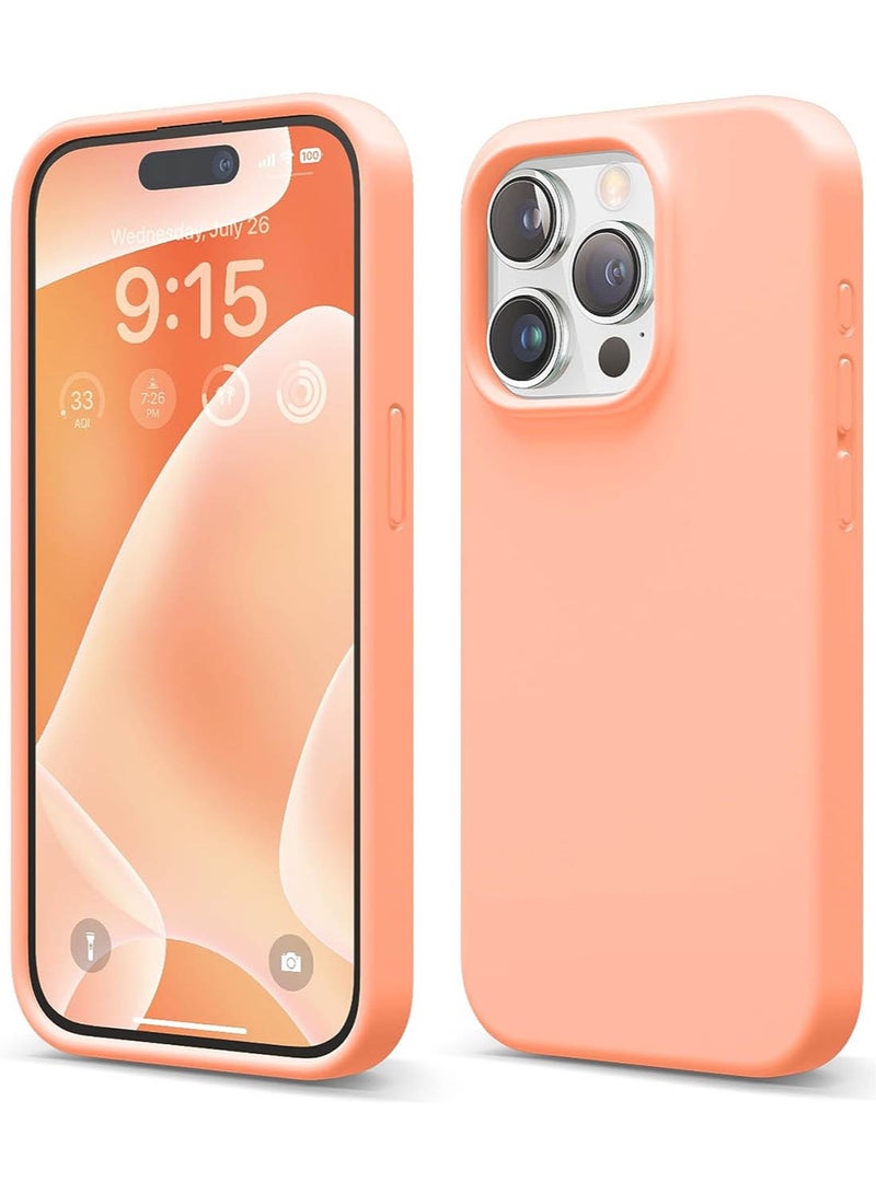 Elago Liquid Silicone for iPhone 15 PRO Case Cover with Full Body Protection, Shockproof, Slim, Anti-Scratch Soft Microfiber Lining - Salmon - Image 1
