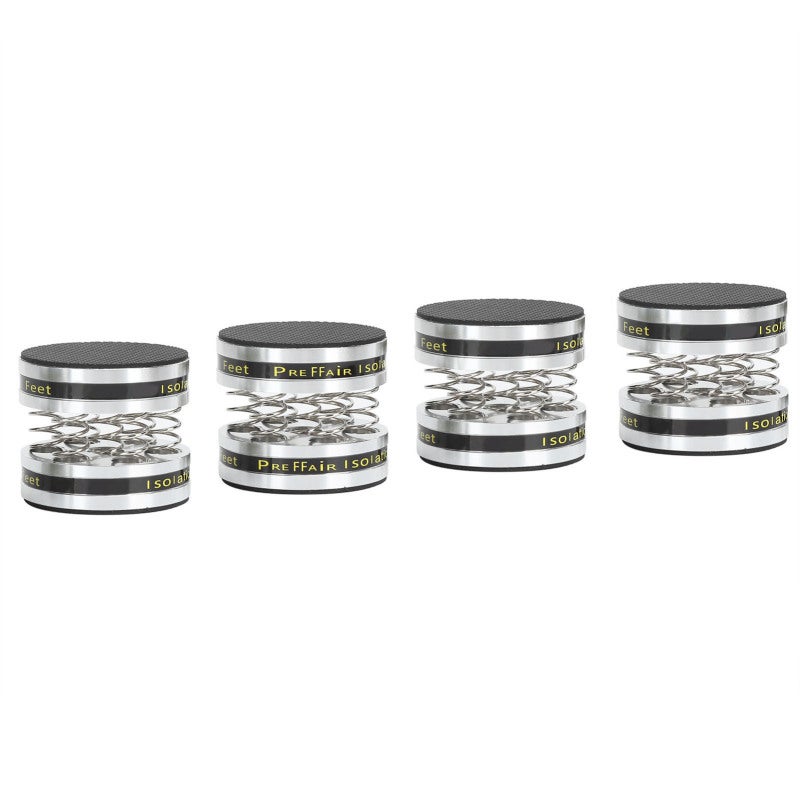 Preffair Turntable Isolation Feet Pad Silver Aluminum Alloy Spring Isolation Feet - Non-slip Rubber Absorb Vibration Audio Feet Spikes for Improved Sound Clarity - Image 2