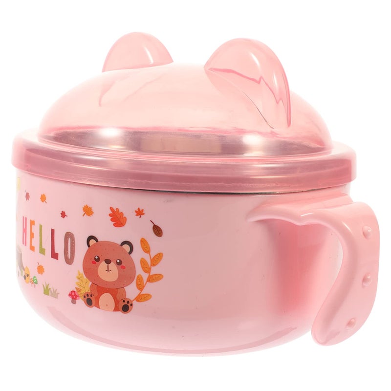 Double Handle Stainless Steel Kids Food Bowl With Lid For Boys And Girls - Image 2