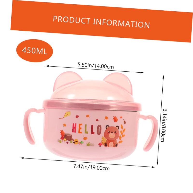 Double Handle Stainless Steel Kids Food Bowl With Lid For Boys And Girls - Image 3