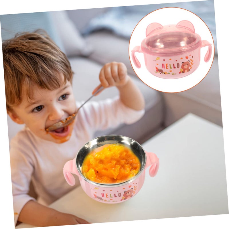 Double Handle Stainless Steel Kids Food Bowl With Lid For Boys And Girls - Image 5