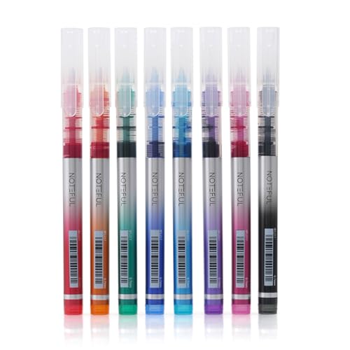 NOTEFUL Liquid Ink Rollerball Pens, Multi colored 0.7mm Medium Point Tip, Rolling pen for Drawing, Coloring, Journaling and Smooth Writing (8 Pcs) (Multicolor) - Image 3