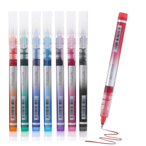 NOTEFUL Liquid Ink Rollerball Pens, Multi colored 0.7mm Medium Point Tip, Rolling pen for Drawing, Coloring, Journaling and Smooth Writing (8 Pcs) (Multicolor) - Image 1