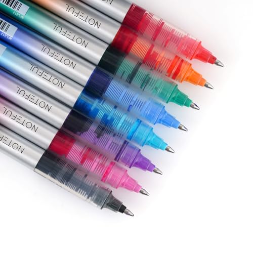 NOTEFUL Liquid Ink Rollerball Pens, Multi colored 0.7mm Medium Point Tip, Rolling pen for Drawing, Coloring, Journaling and Smooth Writing (8 Pcs) (Multicolor) - Image 4