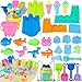 REZUCREY Beach Toys for Kids Toddlers Sand Castle Toys with 4 Sand Bucket and Shovels Mesh Bag Molds Ice Cream Travel Sandbox for Beach Sandbox for Toddlers Kids Baby Boys Girls Age 310 - Image 3