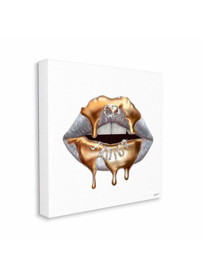 Stupell Industries Glamourous Silver Lip Portrait High Fashion Styling Wall Art, 36 x 36, White - Image 1