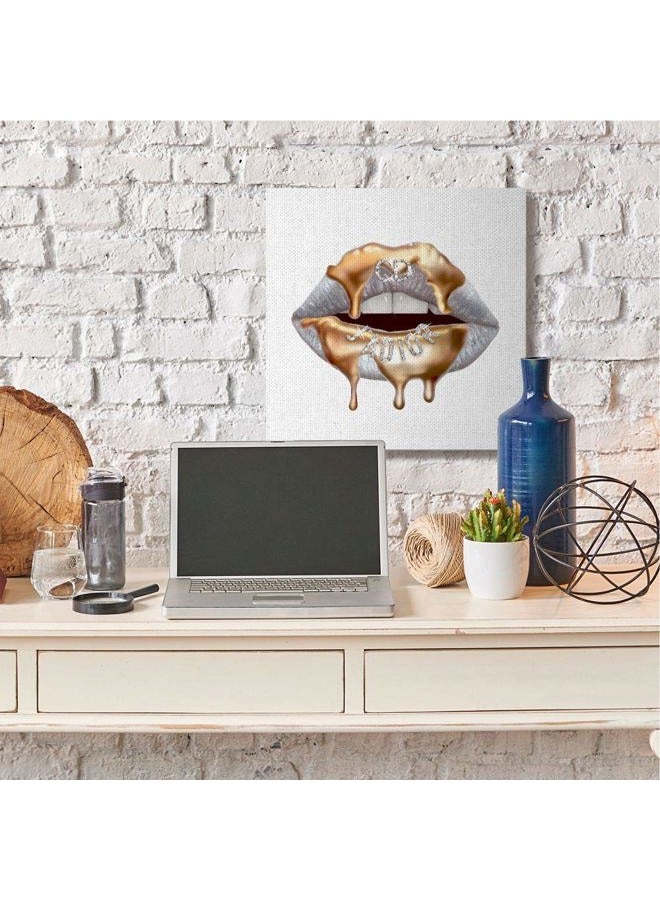 Stupell Industries Glamourous Silver Lip Portrait High Fashion Styling Wall Art, 36 x 36, White - Image 4