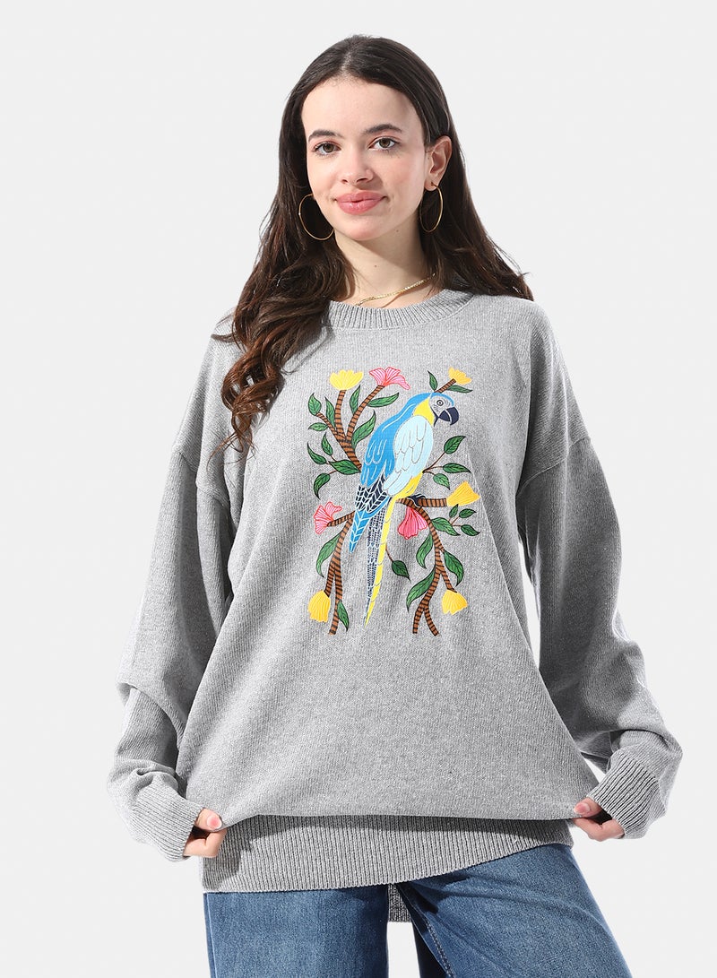 Andora Chest Patterned Comfy Knitted Pullover - Image 1