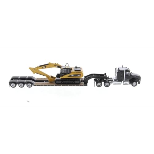 Diecast Masters ديكاست ماسترز 1/87 كينورث T880s SBFS 40 بوصة سليبري تانديم تراكتور مع لوي بوي و كاتربيلر 320D L حفار هيدروليكي 84420 - Image 2