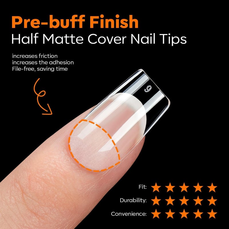 modelones Short Square Nail Tips, Pre-shaped Soft Gel Tips Fake Nails False Acrylic Clear Full Cover Press on Extension Gel Kit Manicure DIY at Home 216PCS 12Sizes - Image 5