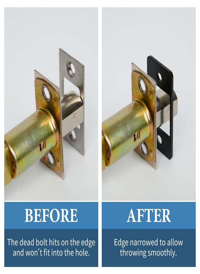 MOSECYOU Deadbolt Restorer Strike Plates Narrow Side and Large Hole, Fix Dead Bolt Misalignment/Sticking/Jamming, Ideal for Common/Electronic/Smart Locks(1, Matte Black) - Image 4