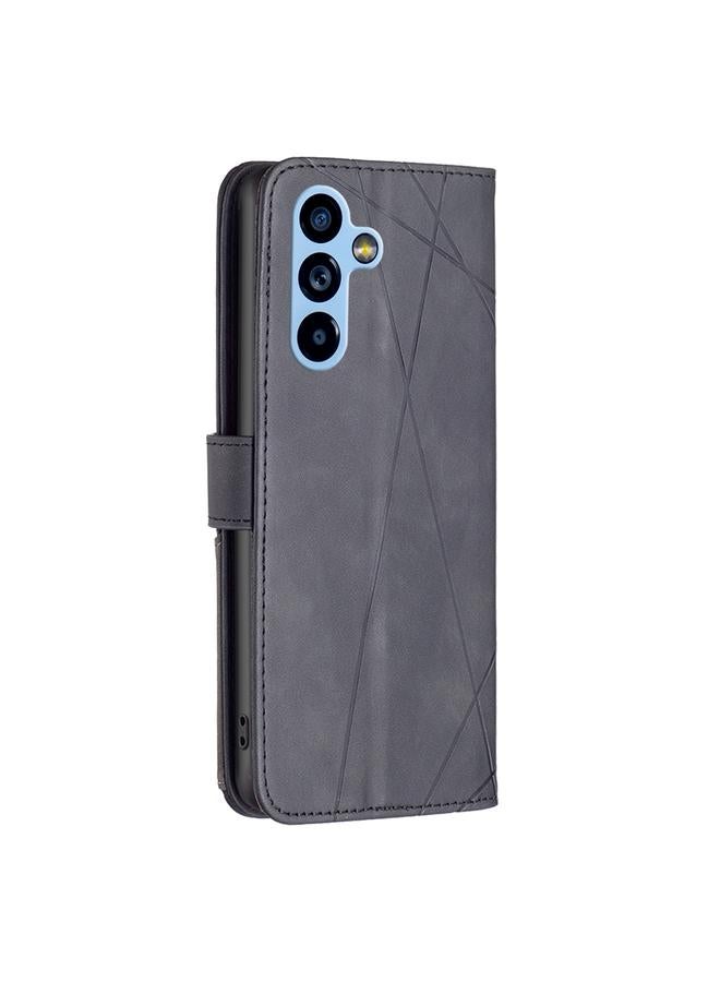 اس-توب جراب لهاتف Samsung Galaxy A54 5G مصنوع من الجلد بمشبك مغناطيسي ونقشة معينية - Image 3