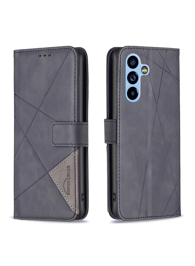 اس-توب جراب لهاتف Samsung Galaxy A54 5G مصنوع من الجلد بمشبك مغناطيسي ونقشة معينية - Image 1