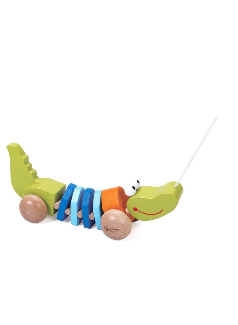 Classic World Pull Crocodile Toy - Wooden Pull Toy, Toddler Crocodile Toy,Kids Wooden Toy, Preschool Pull Toy - Image 2