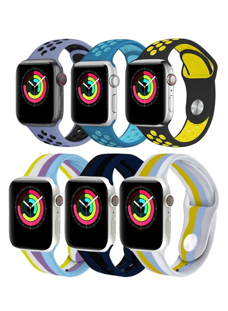 Apple Watch 41mm 40mm 38mm Silicone Sport Band 6-Pack Nike Design and Rainbow Collection 2