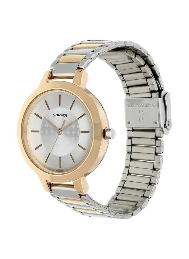 سوناتا Round Shape Stainless Steel Analog Wrist Watch 8141KM01 - 32 mm - Two Toned