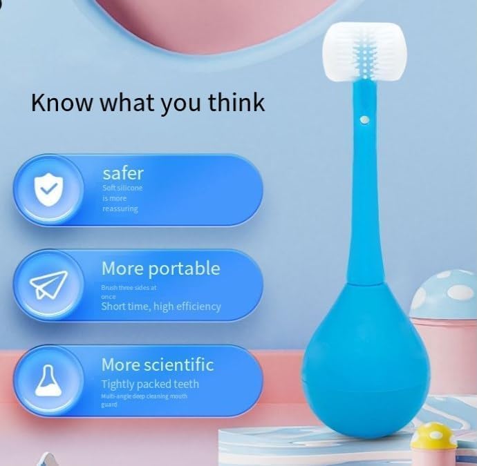 MELANA 1 pc Three Sided Toothbrush for Kids, Three Sided Children's Toothbrush,3D Kids Three-Sided Toothbrush Training, Kids Soft Bristle Toothbrush - Image 3