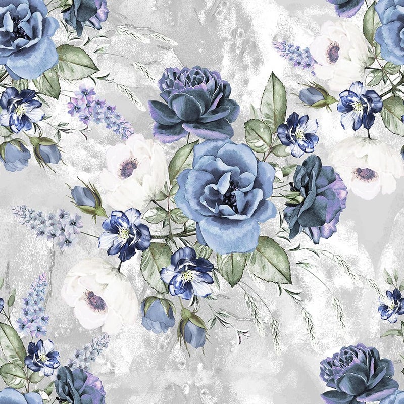 REDAMANCY WhiteGreyBlue Vintage Peony Flowers Peel and Stick Wallpaper Stick on Contact Paper Vintage Wall Paper Easy Peel Off for nightstand Drawer Cabinet Renter