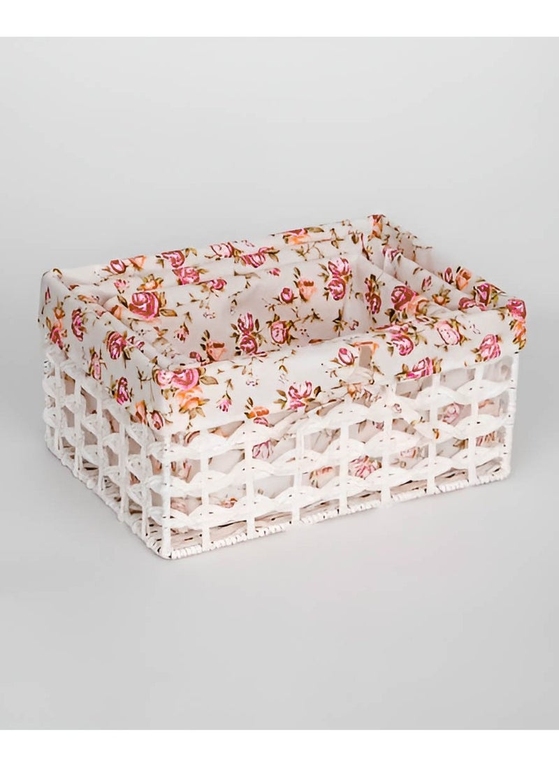 Cozy Nest - Set of 3 Eco-Friendly Handwoven Storage Baskets – Durable Rectangular Woven Bins with Sturdy Plastic Frame, Removable Fabric Lining, Decorative Macrame Design for Sundries, Toys, Books, Toiletries, and Elegant Home Organization - Image 1