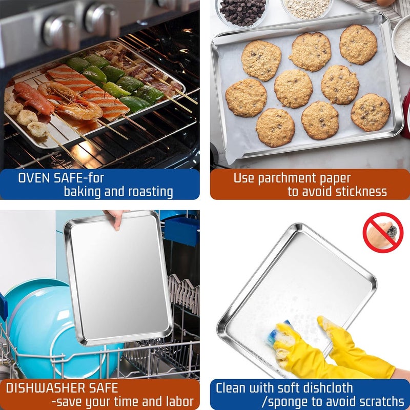 P&P CHEF 12.5 Inch Baking Cookie Sheet, Oven Pan Tray Stainless Steel Sheet Pan for Kitchen, Oven Bakeware for Multi Uses, Shiny Look & Dishwasher Safe, Healthy & Heavy Duty, 1Pc - Image 5