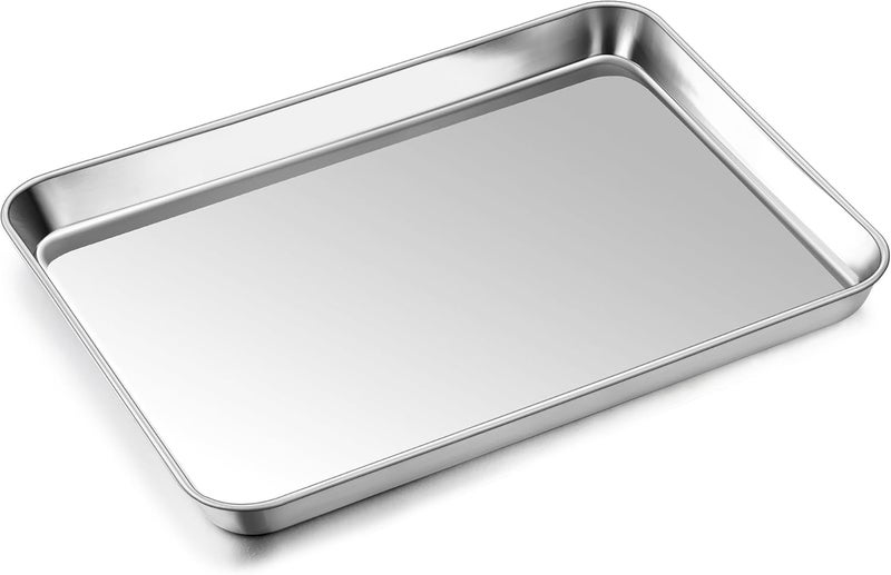 P&P CHEF 12.5 Inch Baking Cookie Sheet, Oven Pan Tray Stainless Steel Sheet Pan for Kitchen, Oven Bakeware for Multi Uses, Shiny Look & Dishwasher Safe, Healthy & Heavy Duty, 1Pc - Image 1