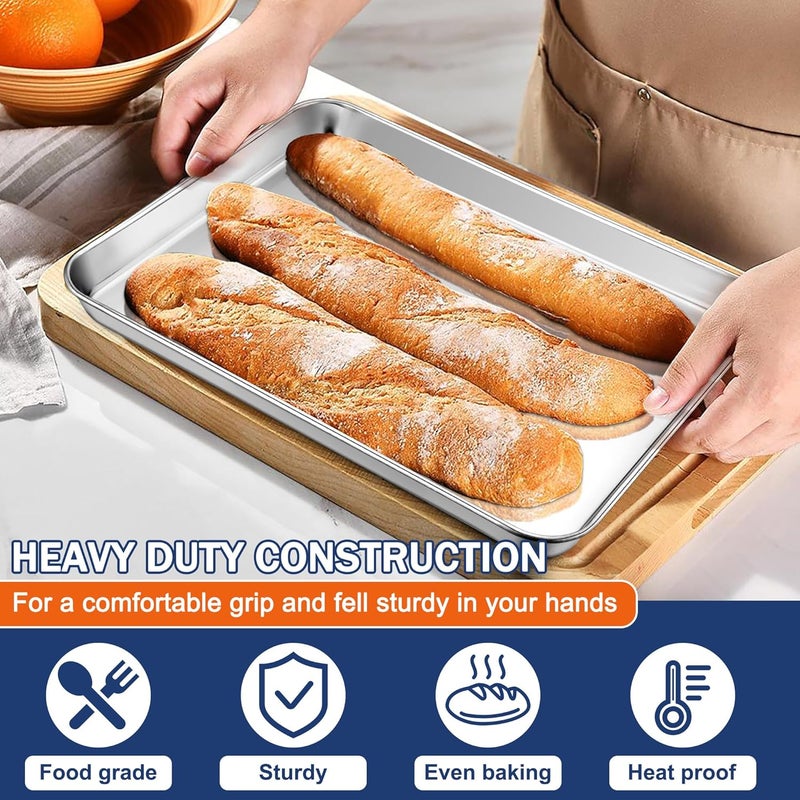 P&P CHEF 12.5 Inch Baking Cookie Sheet, Oven Pan Tray Stainless Steel Sheet Pan for Kitchen, Oven Bakeware for Multi Uses, Shiny Look & Dishwasher Safe, Healthy & Heavy Duty, 1Pc - Image 4