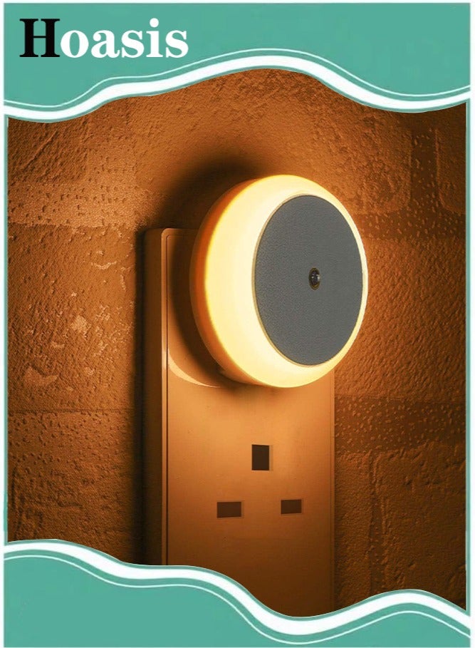 ح واحة مصباح ليلي LED مكون من قطعتين، يُوصل بالحائط مع مستشعر إضاءة ذكي، مناسب للنوم، إضاءة للأطفال للممرات، وأسرة الأطفال الصغار، والسلالم، لون أبيض دافئ - Image 1